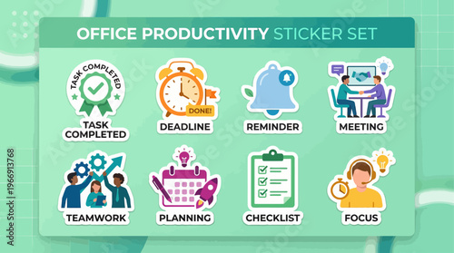 Digital illustration of clay icon pack depicting remote work and office life scenarios, including zoom calls and coffee breaks