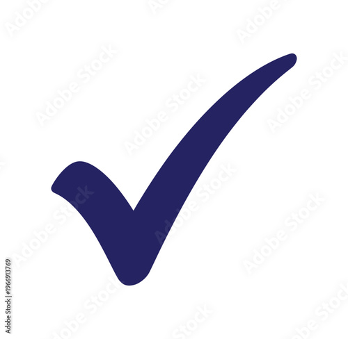 Large navy blue checkmark symbol for approval and confirmation
