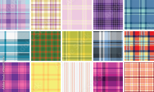 Timeless plaid bundle for multipurpose projects. Versatile tartan designs fit print and web. Vector quality remains consistent.