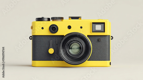 Vintage Yellow Film Camera Close-up