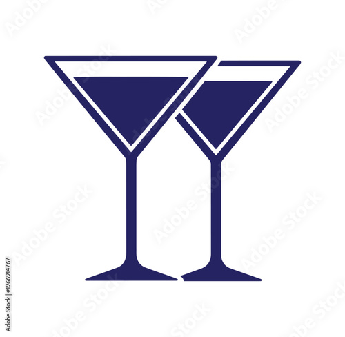 Two martini glasses side by side for cocktails and drinks