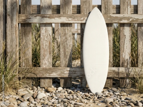 Present Coastal Brand Identity with this Beach Surfboard Mockup