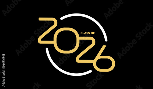 Minimal 2026 graduation logo, modern class celebration badge. School banner, senior invite, alumni merch, academy branding, social post. Vector illustration
