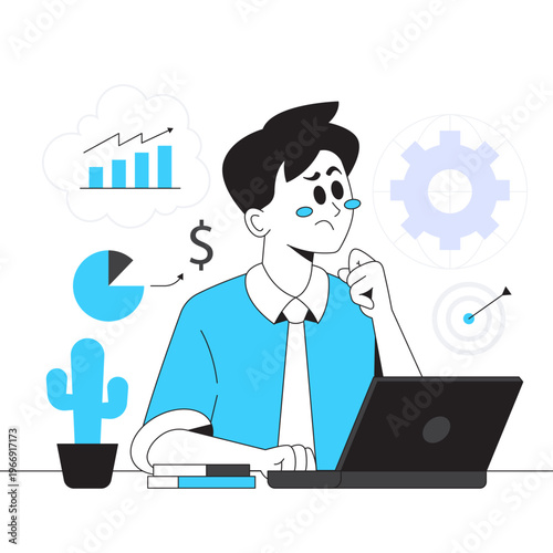 Business Strategy Thinking and Decision Making Process -Modern Flat Vector Illustration