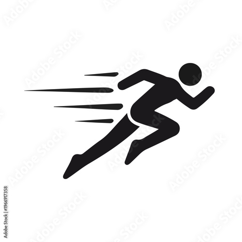 People running speed vector icon with motion lines for fast movement and sport activity isolated on white background