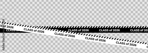 Class Off 2026 Seniour Year Graduation Red Lines. School Calendar Frame, Graduate Invitation Card Design, Congratulations Banner Template. School Grad Day Celebration Layout. Vector Illustration