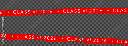 Class Off 2026 Seniour Year Graduation Red Lines. School Calendar Frame, Graduate Invitation Card Design, Congratulations Banner Template. School Grad Day Celebration Layout. Vector Illustration