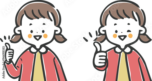 グッドサインをする女の子　上半身　ベクター