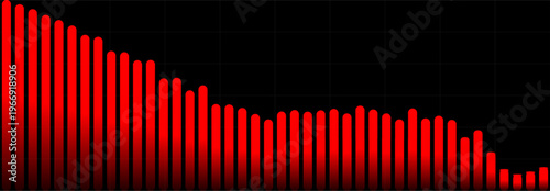 Stock Downturn Trend Red Graph Report. Downward Growth Financial Crisis Chart. Global Finance Collapse. Sanctions Tariffs Consequences, Trade War, Presentation Background Design. Vector Illustration