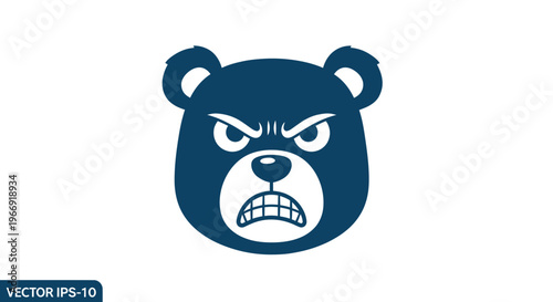 Angry Bear Face Vector Icon - Aggressive Animal Emblem