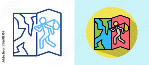 Refugee Crisis lineisometric color illustration