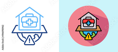 Medical Crisis lineisometric color illustration