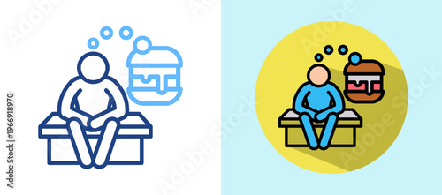 Food Shortage lineisometric color illustration