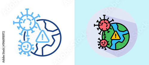 Pandemic Risk lineisometric color illustration