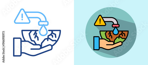 Water Crisis lineisometric color illustration