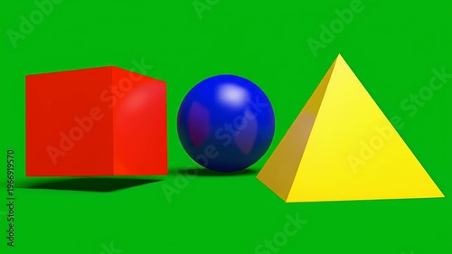 Animated 3d Geometric Shapes Cube Sphere and Triangle