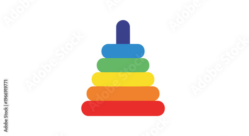 A colorful children's toy consisting of stackable rings on a vertical central post