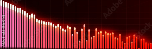 Stock Downturn Trend Red Graph Report. Downward Growth Financial Crisis Chart. Global Finance Collapse. Sanctions Tariffs Consequences, Trade War, Presentation Background Design. Vector Illustration