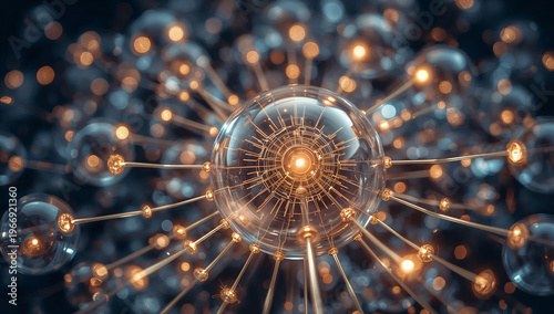 Abstract Artificial Intelligence Core with Glowing Neural Network Connections - Generative AI