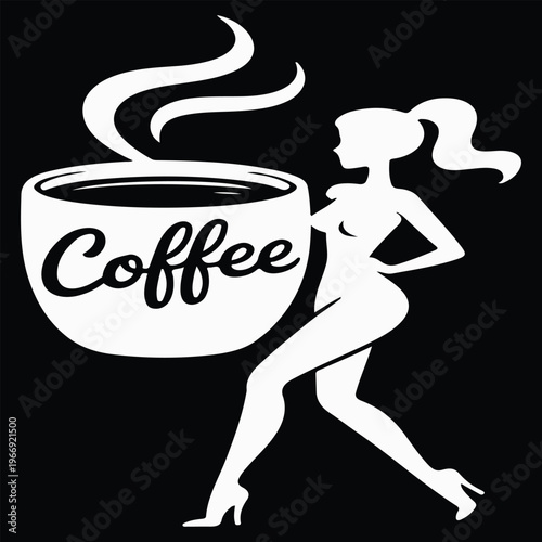 A woman holding a giant coffee cup