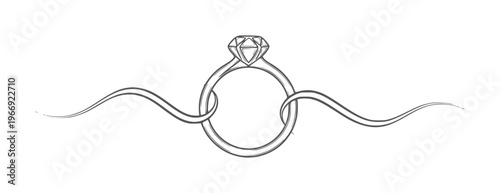 Diamond ring with flowing ribbon jewelry wedding engagement