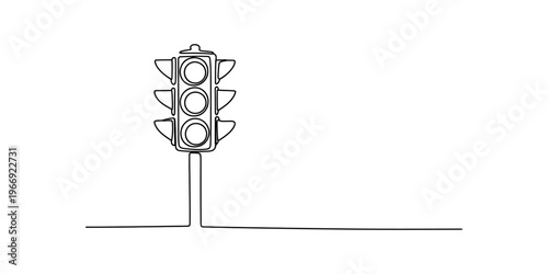 A single continuous line drawing of a traffic light pole isolated on a clean white background Vector, illustration
