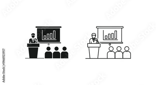 business people giving presentations to audience Vector