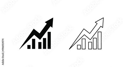 a black and white graph with an arrow pointing upwards Vector