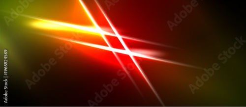 Abstract energy lines, vibrant colors blend. Red, yellow, green hues create dynamic visual impact. Dark background emphasizes bright streaks.