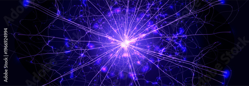 Neural Network Brain Neurone Synapse Connections Lightning Ball Energy Glow. Machine Learning Technology Background for AI Data Flow, BigData, Medical Science Research, Biotech. Vector illustration