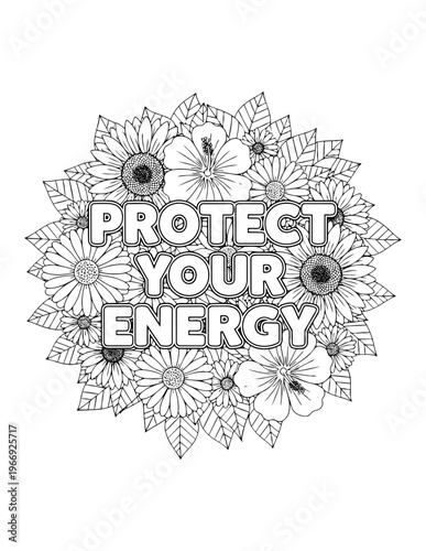 Affirmation coloring page with positive phrases for adult relaxation and self care