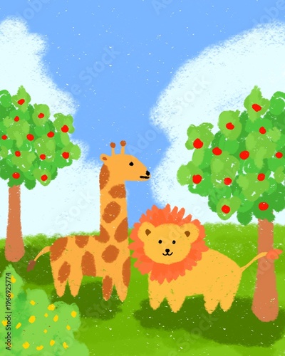 lion and girraffe are friends
