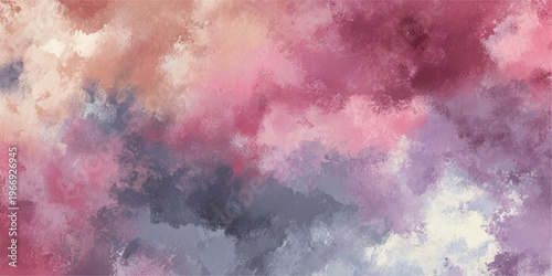 Abstract watercolor painting of a blue sky and dark storm clouds with fog texture and copy space for nature design illustration