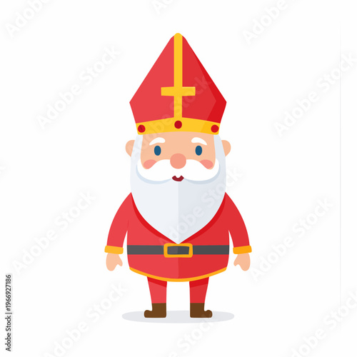 Cartoon illustration of Saint Nicholas, bishop with mitre and beard