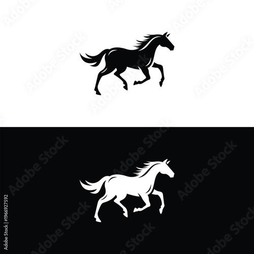 silhouette horse logo design template