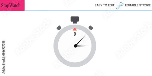 Stopwatch icon set with digital and analog stopwatch for timing measurement race event and sports activity illustration editable stroke easy to edit.
