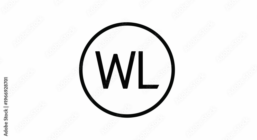 Obraz premium A simple black circle contains the letters WL