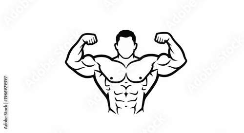 Stylized illustration of a muscular torso flexing arms