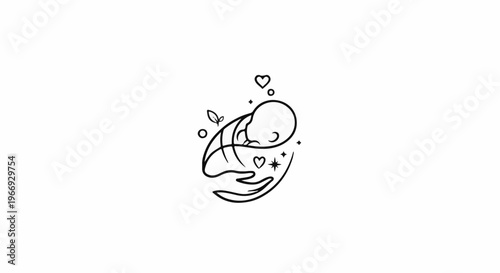 Gentle embrace of a loving hand holding a swaddled infant