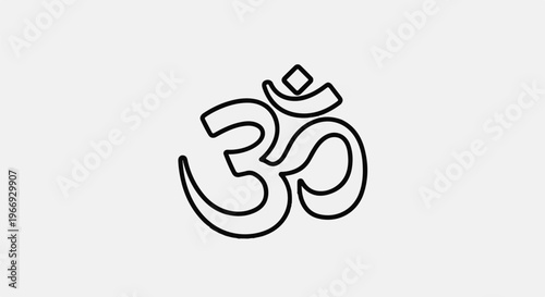 Sacred Om symbol in bold black outline on a light gray background
