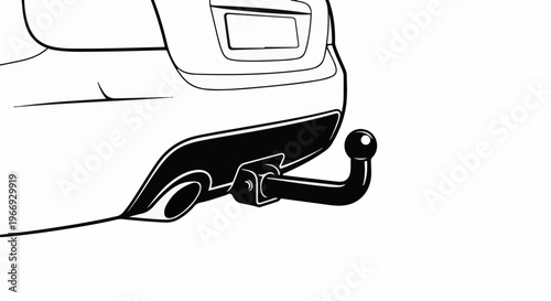Rear of a car with a tow hitch and exhaust pipe