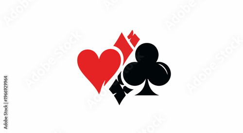 Red heart, black club, red diamond and black spade card symbols