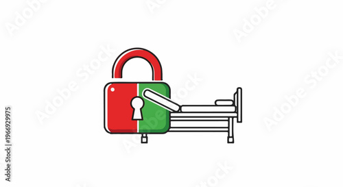 Open lock integrated with a hospital bed, symbolizing access to healthcare