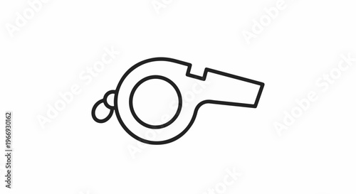 Simple black line drawing of a whistle on a white background