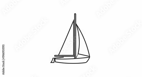 Simple black outline drawing of a sailboat with sails