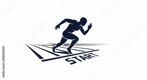 Athlete in mid-stride on a track, about to begin a race