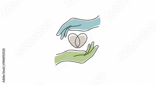 Two cupped hands gently holding a blended heart shape between them