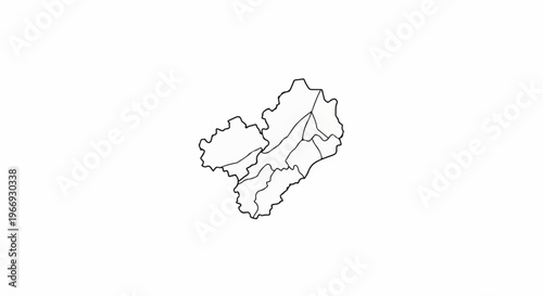 An outline map divided into several administrative regions