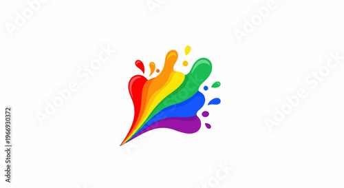 Vibrant rainbow splash bursting outwards on white background