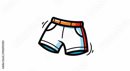 Whimsical cartoon shorts with red, orange, and blue accents